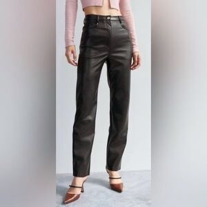 Aritzia Wilfred Faux Leather High Rise Black Jeans